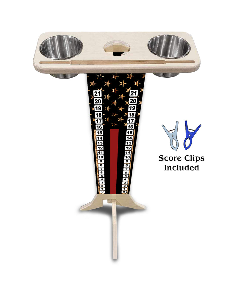 Scoring Solution - Thin Red Line Flag Design (2 Stainless Steel Cups & 2 Clips Included per Stand) 18mm(3/4″) Baltic Birch!