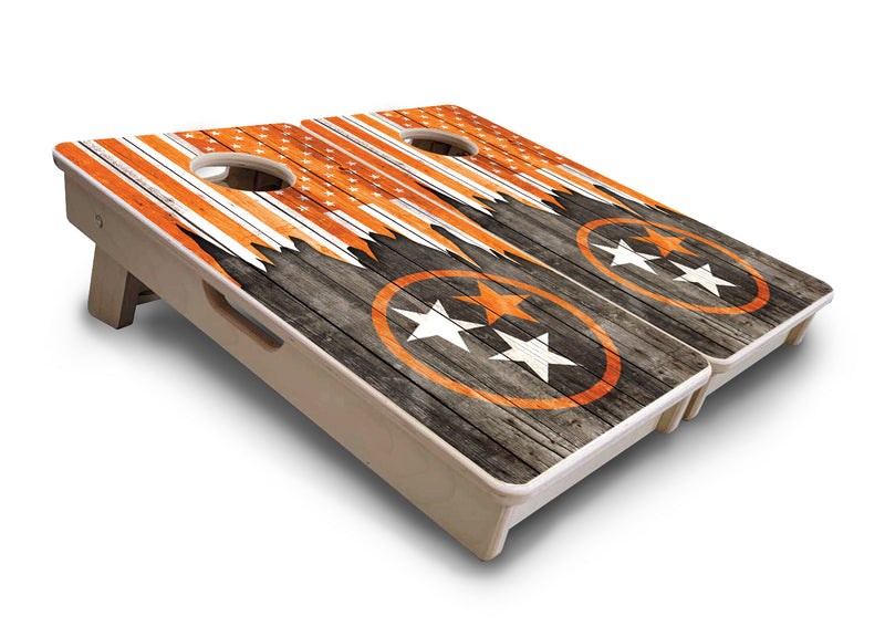 Mini 12" by 24" Cornhole Boards - 4" holes - TN/USA Flag Design - 18mm(3/4″) Baltic Birch