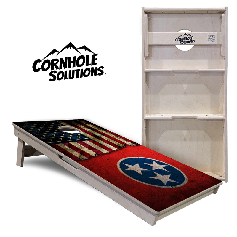 Tournament Boards - TN/USA Red Flag - Professional Tournament 2'x4' Regulation Cornhole Set - 3/4″ Baltic Birch + UV Direct Print + UV Clear Coat