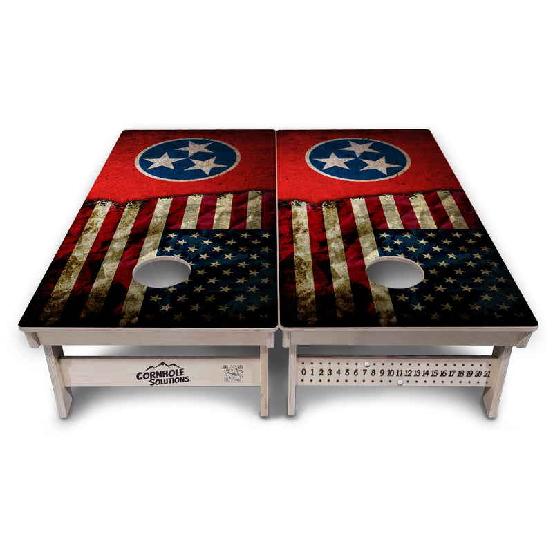 Tournament Boards - TN/USA Red Flag - Professional Tournament 2'x4' Regulation Cornhole Set - 3/4″ Baltic Birch + UV Direct Print + UV Clear Coat