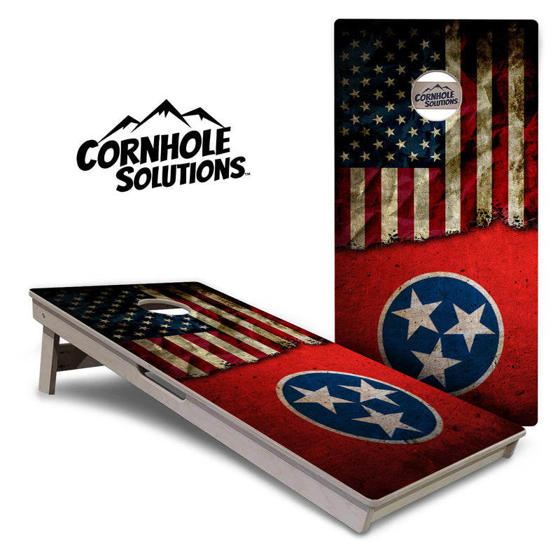 Tournament Boards - TN/USA Red Flag - Professional Tournament 2'x4' Regulation Cornhole Set - 3/4″ Baltic Birch + UV Direct Print + UV Clear Coat