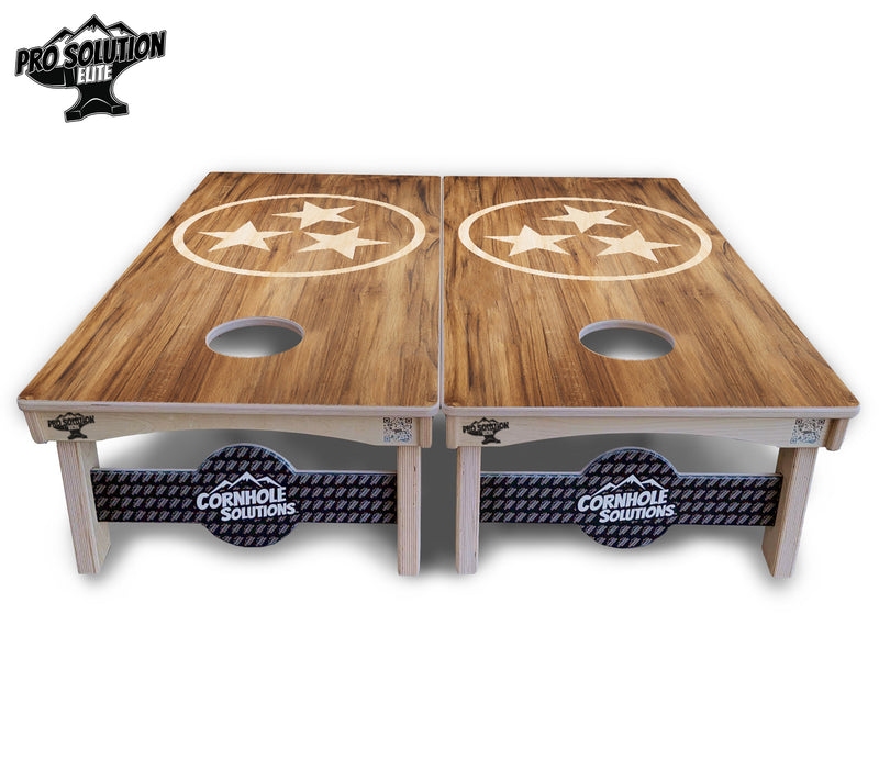 Pro Solution Elite - TN Tri-star - Professional Tournament Cornhole Boards 3/4" Baltic Birch - Zero Bounce Zero Movement Vertical Interlocking Braces for Extra Weight & Stability +Double Thick Legs +Airmail Blocker