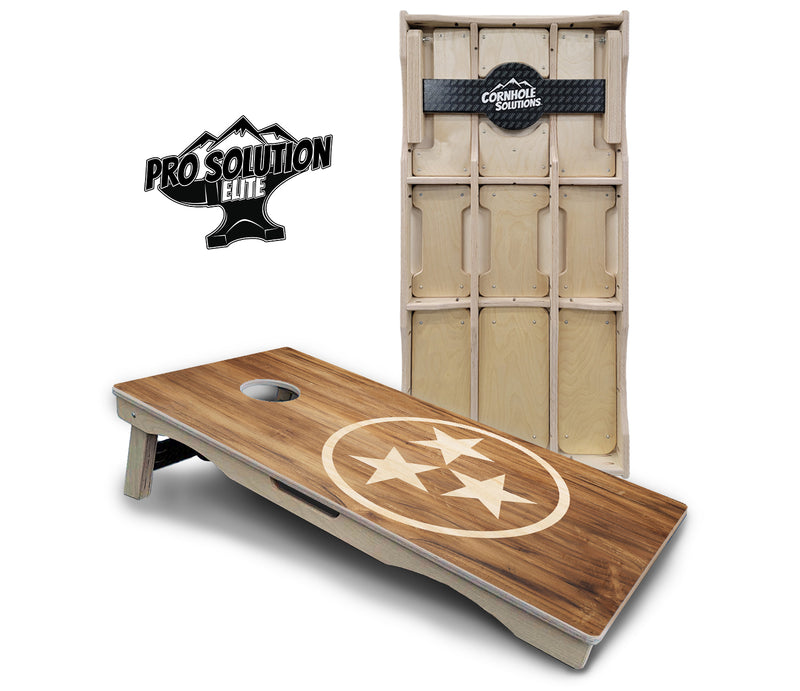 Pro Solution Elite - TN Tri-star - Professional Tournament Cornhole Boards 3/4" Baltic Birch - Zero Bounce Zero Movement Vertical Interlocking Braces for Extra Weight & Stability +Double Thick Legs +Airmail Blocker