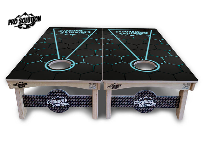 Glow Hole Black Cornhole Boards - Pro Solution Lite Series