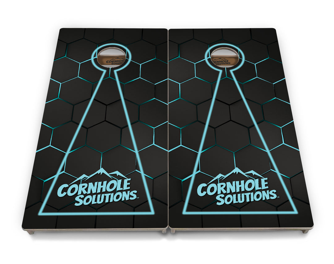 Glow Hole Black Backgound Cornhole Boards - Professional Tournament Series