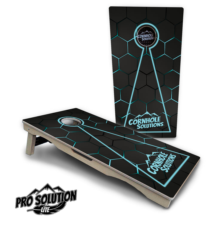 Glow Hole Black Cornhole Boards - Pro Solution Lite Series