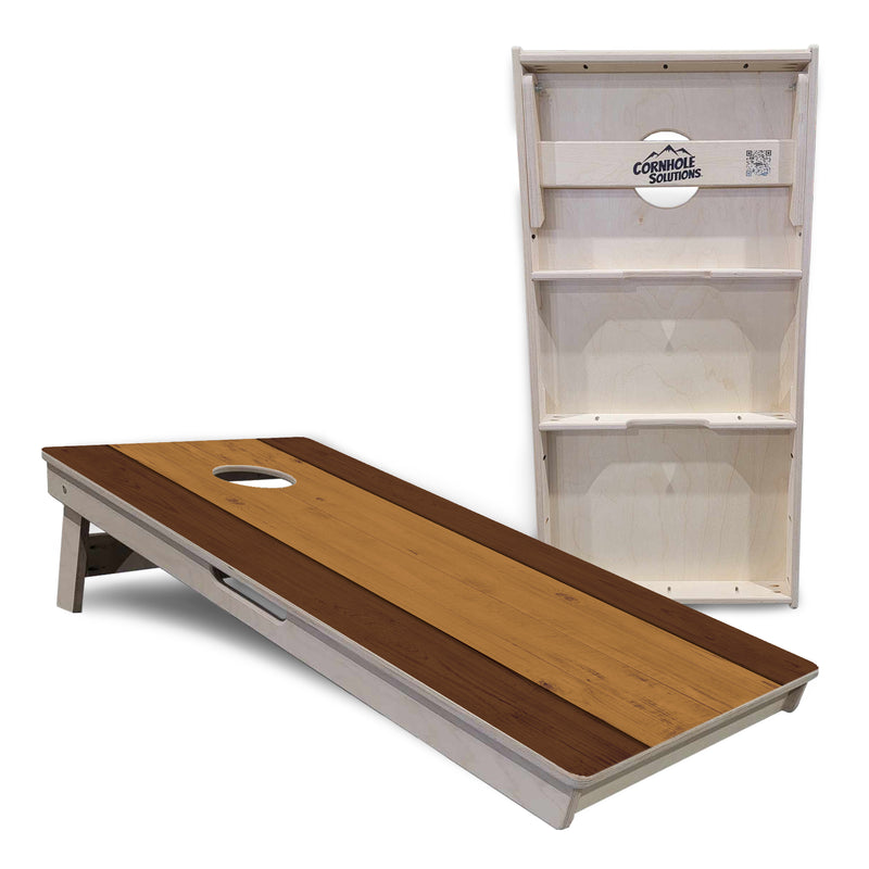 Tournament Boards - Brown Two Tone Planks - Professional Tournament 2'x4' Regulation Cornhole Set - 3/4″ Baltic Birch + UV Direct Print + UV Clear Coat