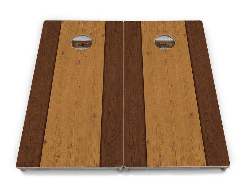 Tournament Boards - Brown Two Tone Planks - Professional Tournament 2'x4' Regulation Cornhole Set - 3/4″ Baltic Birch + UV Direct Print + UV Clear Coat