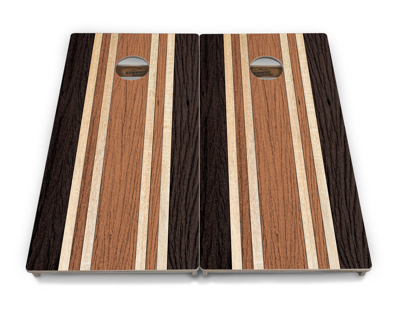 Tournament Boards - Brown Two Tone Stripes - Professional Tournament 2'x4' Regulation Cornhole Set - 3/4″ Baltic Birch + UV Direct Print + UV Clear Coat