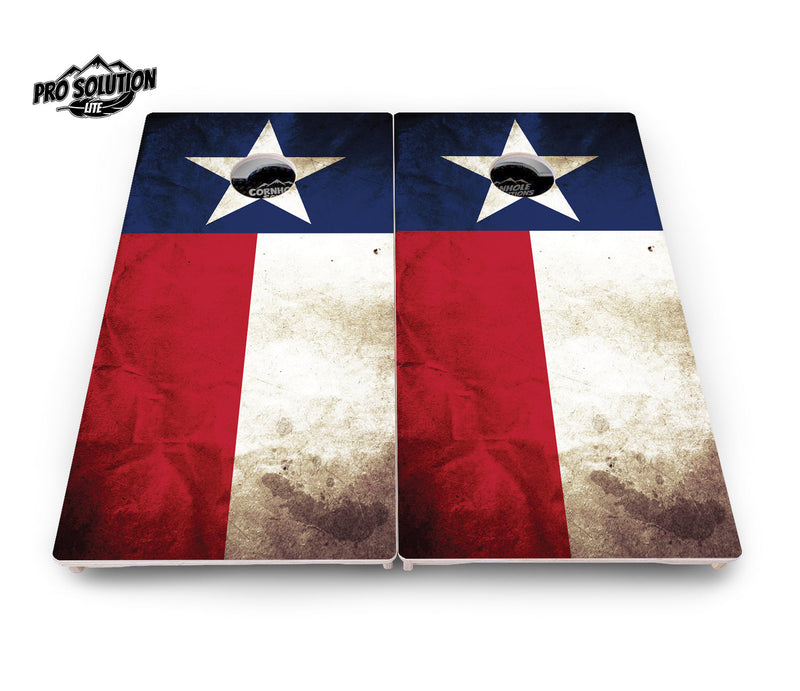 Pro Solution Elite - Texas Flag - Professional Tournament Cornhole Boards 3/4" Baltic Birch - Zero Bounce Zero Movement Vertical Interlocking Braces for Extra Weight & Stability +Double Thick Legs +Airmail Blocker