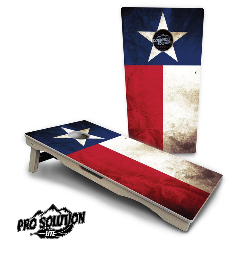 Pro Solution Elite - Texas Flag - Professional Tournament Cornhole Boards 3/4" Baltic Birch - Zero Bounce Zero Movement Vertical Interlocking Braces for Extra Weight & Stability +Double Thick Legs +Airmail Blocker