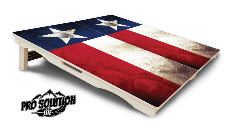 Pro Solution Elite - Texas Flag - Professional Tournament Cornhole Boards 3/4" Baltic Birch - Zero Bounce Zero Movement Vertical Interlocking Braces for Extra Weight & Stability +Double Thick Legs +Airmail Blocker