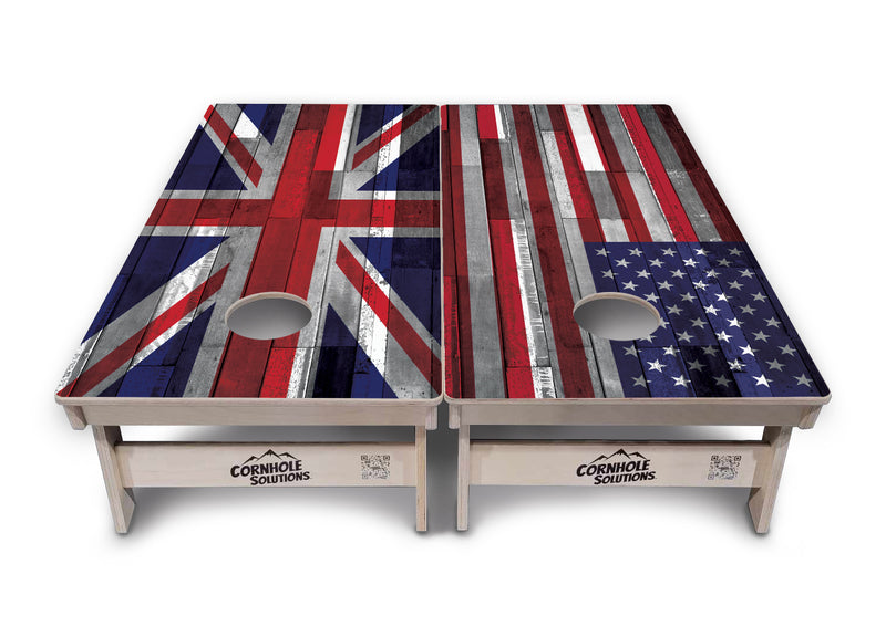 Tournament Boards - USA & Union Jack Flag Design - Professional Tournament 2'x4' Regulation Cornhole Set - 3/4″ Baltic Birch - UV Direct Print + UV Clear Coat