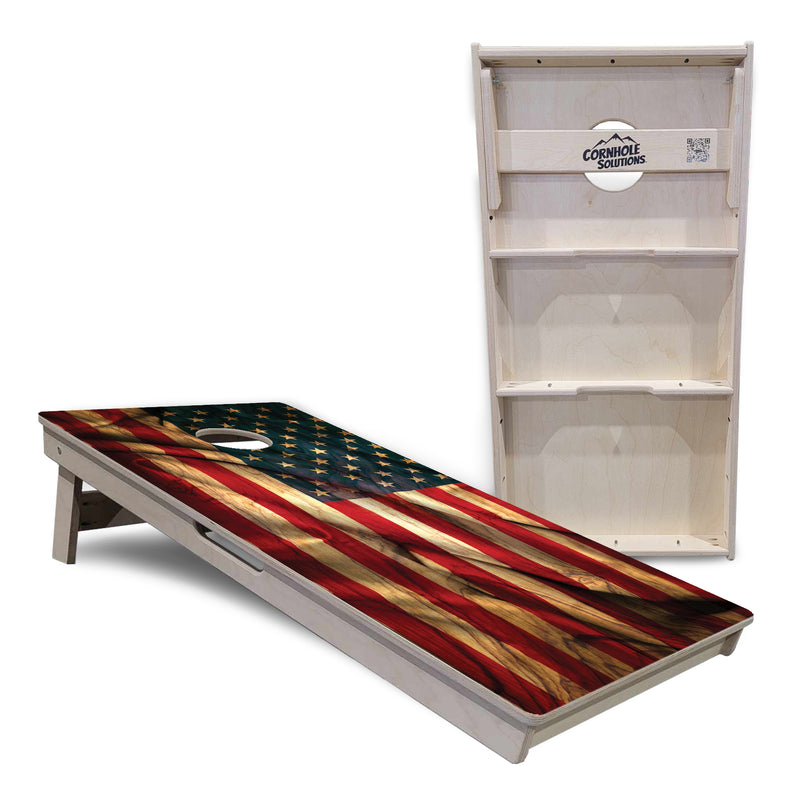 Tournament Boards - USA Wood Flag Color Design - Professional Tournament 2'x4' Regulation Cornhole Set - 3/4″ Baltic Birch + UV Direct Print + UV Clear Coat