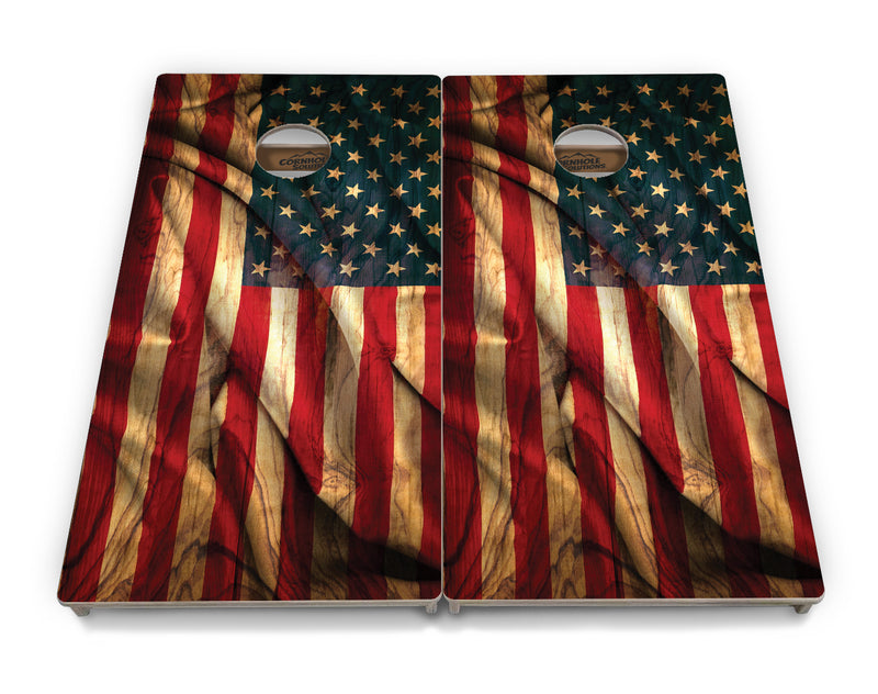 Tournament Boards - USA Wood Flag Color Design - Professional Tournament 2'x4' Regulation Cornhole Set - 3/4″ Baltic Birch + UV Direct Print + UV Clear Coat