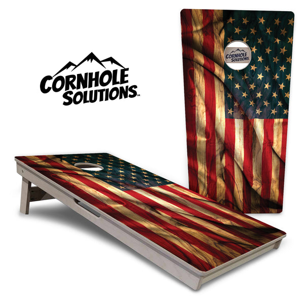 Tournament Boards - USA Wood Flag Color Design - Professional Tournament 2'x4' Regulation Cornhole Set - 3/4″ Baltic Birch + UV Direct Print + UV Clear Coat