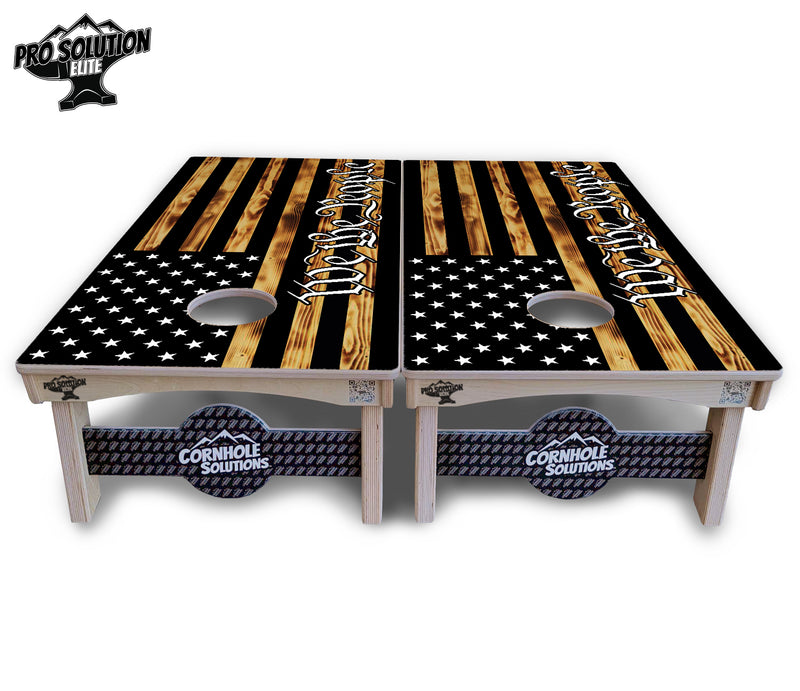 Pro Solution Elite - We The People USA Flag - Professional Tournament Cornhole Boards 3/4" Baltic Birch - Zero Bounce Zero Movement Vertical Interlocking Braces for Extra Weight & Stability +Double Thick Legs +Airmail Blocker