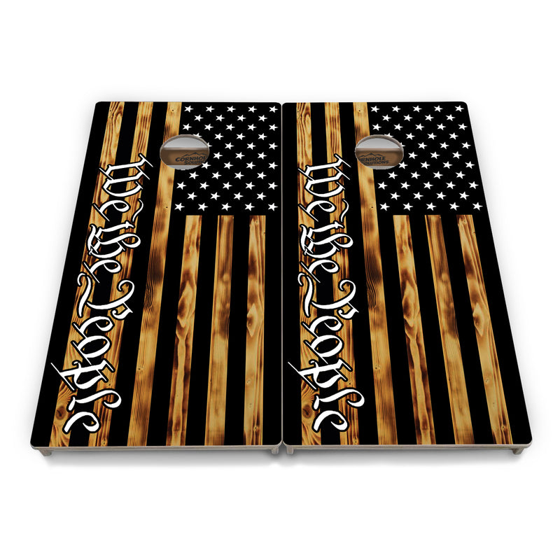 Tournament Boards - We The People USA Flag - Professional Tournament 2'x4' Regulation Cornhole Set - 3/4″ Baltic Birch + UV Direct Print + UV Clear Coat