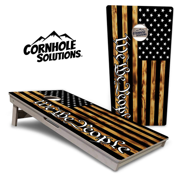 Tournament Boards - We The People USA Flag - Professional Tournament 2'x4' Regulation Cornhole Set - 3/4″ Baltic Birch + UV Direct Print + UV Clear Coat