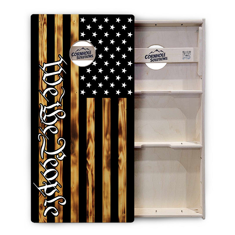 Tournament Boards - We The People USA Flag - Professional Tournament 2'x4' Regulation Cornhole Set - 3/4″ Baltic Birch + UV Direct Print + UV Clear Coat