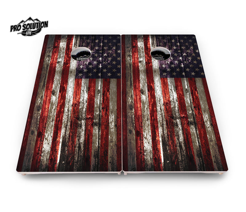 Pro Solution Lite - Distressed Flag - Professional Tournament Cornhole Boards 3/4" Baltic Birch - Zero Bounce Zero Movement Vertical Interlocking Braces for Extra Weight & Stability +Double Thick Legs +Airmail Blocker