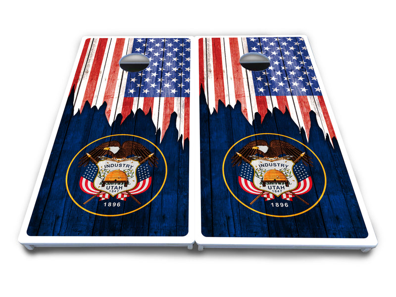 Waterproof - State Flag Designs South Dakota to Wyoming - All Weather Boards "Outdoor Solution" 18mm(3/4")Direct UV Printed - Regulation 2' by 4' Cornhole Boards (Set of 2 Boards) Double Thick Legs, with Leg Brace & Dual Support Braces!