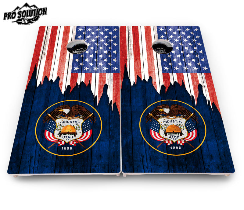 Pro Solution Lite - State Flag Designs South Dakota to Wyoming - Professional Tournament Cornhole Boards 3/4" Baltic Birch - Zero Bounce Zero Movement Vertical Interlocking Braces for Extra Weight & Stability +Double Thick Legs +Airmail Blocker