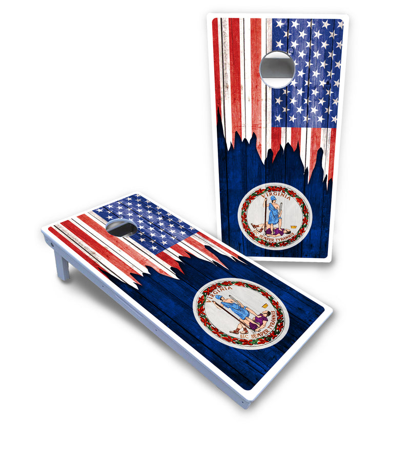 Waterproof - State Flag Designs South Dakota to Wyoming - All Weather Boards "Outdoor Solution" 18mm(3/4")Direct UV Printed - Regulation 2' by 4' Cornhole Boards (Set of 2 Boards) Double Thick Legs, with Leg Brace & Dual Support Braces!