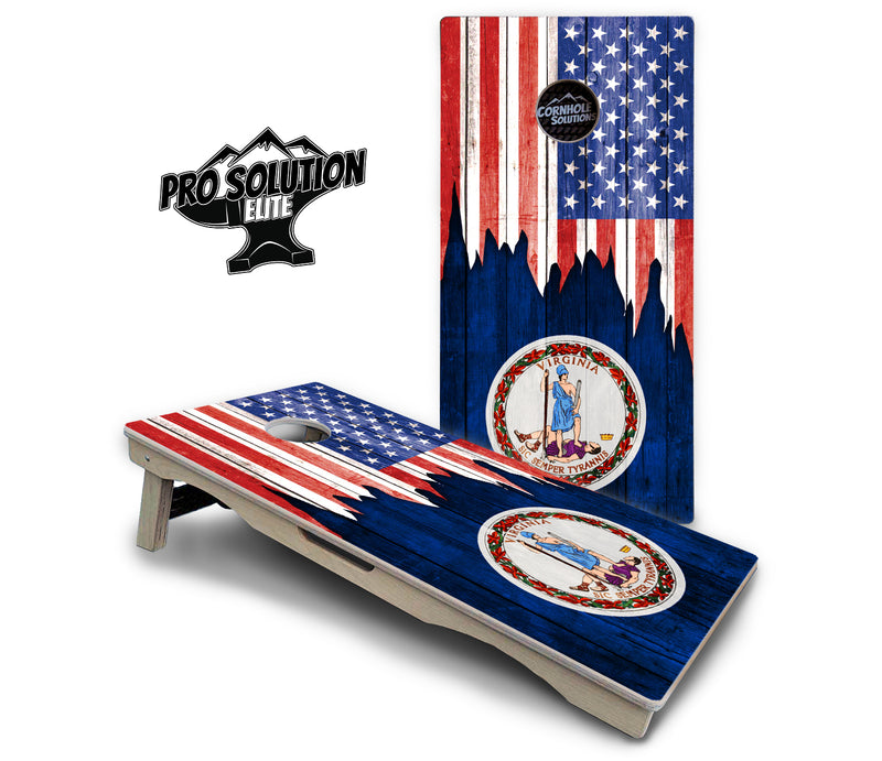 Pro Solution Elite - State Flag Designs South Dakota to Wyoming - Professional Tournament Cornhole Boards 3/4" Baltic Birch - Zero Bounce Zero Movement Vertical Interlocking Braces for Extra Weight & Stability +Double Thick Legs +Airmail Blocker