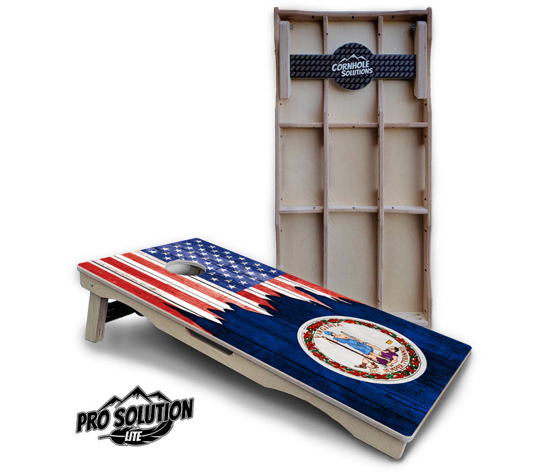 Pro Solution Lite - State Flag Designs South Dakota to Wyoming - Professional Tournament Cornhole Boards 3/4" Baltic Birch - Zero Bounce Zero Movement Vertical Interlocking Braces for Extra Weight & Stability +Double Thick Legs +Airmail Blocker