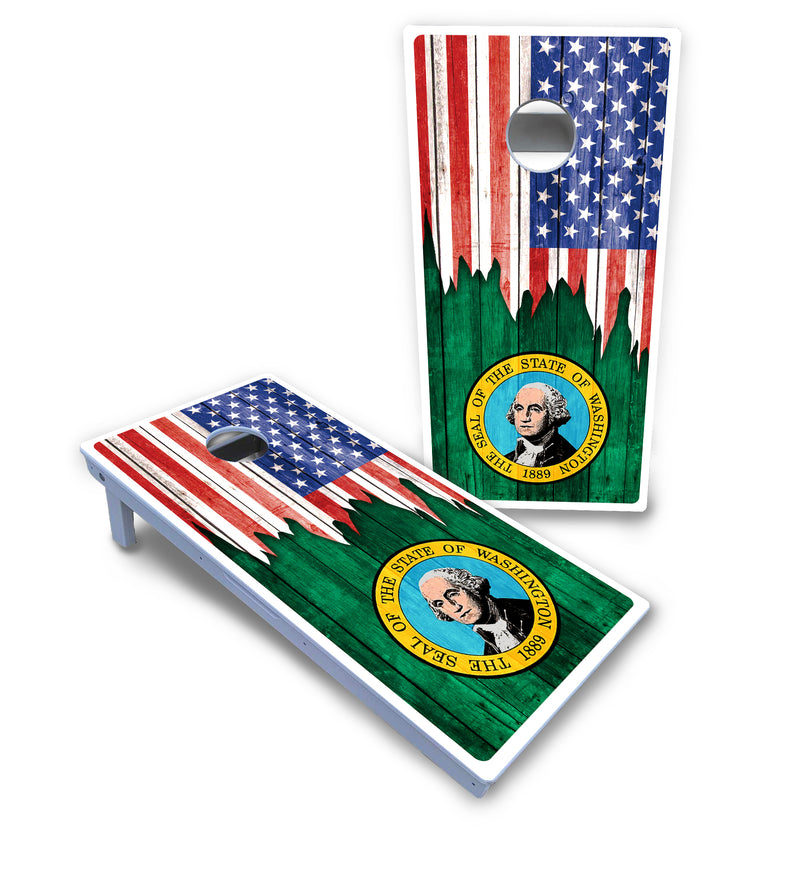 Waterproof - State Flag Designs South Dakota to Wyoming - All Weather Boards "Outdoor Solution" 18mm(3/4")Direct UV Printed - Regulation 2' by 4' Cornhole Boards (Set of 2 Boards) Double Thick Legs, with Leg Brace & Dual Support Braces!