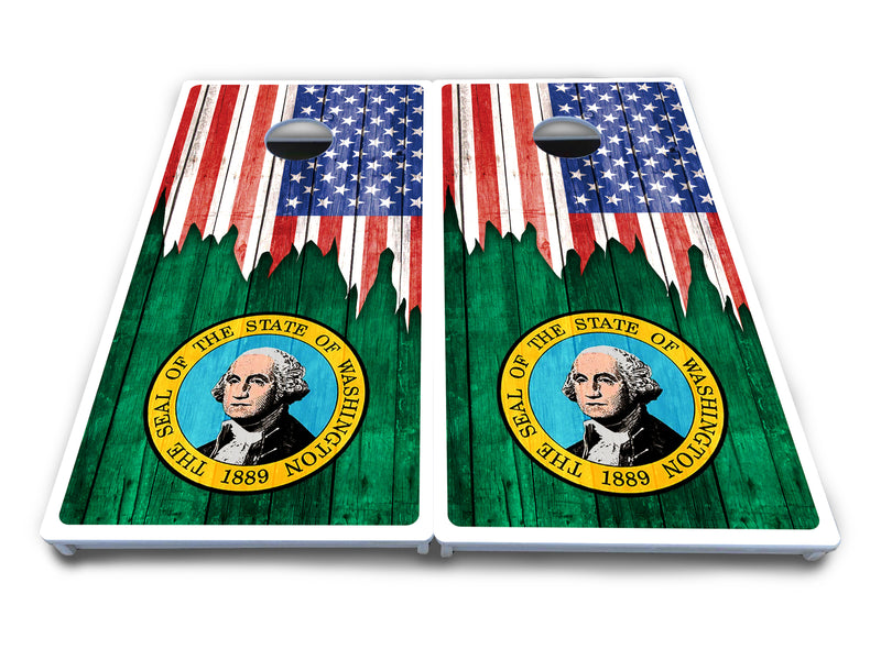 Waterproof - State Flag Designs South Dakota to Wyoming - All Weather Boards "Outdoor Solution" 18mm(3/4")Direct UV Printed - Regulation 2' by 4' Cornhole Boards (Set of 2 Boards) Double Thick Legs, with Leg Brace & Dual Support Braces!