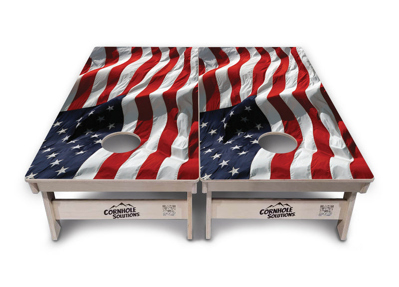 Tournament Boards - Waving Flag - Professional Tournament 2'x4' Regulation Cornhole Set - 3/4″ Baltic Birch + UV Direct Print + UV Clear Coat