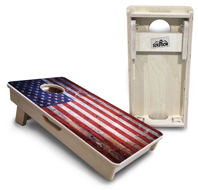 Mini 12" by 24" Cornhole Boards - 4" holes - Weathered Flag Design - 18mm(3/4″) Baltic Birch