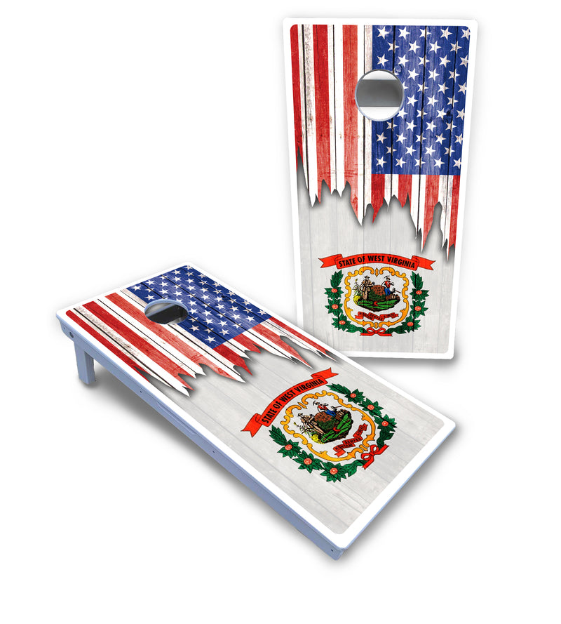 Waterproof - State Flag Designs South Dakota to Wyoming - All Weather Boards "Outdoor Solution" 18mm(3/4")Direct UV Printed - Regulation 2' by 4' Cornhole Boards (Set of 2 Boards) Double Thick Legs, with Leg Brace & Dual Support Braces!