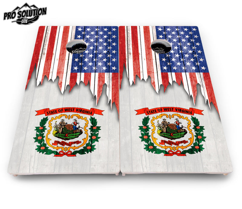 Pro Solution Lite - State Flag Designs South Dakota to Wyoming - Professional Tournament Cornhole Boards 3/4" Baltic Birch - Zero Bounce Zero Movement Vertical Interlocking Braces for Extra Weight & Stability +Double Thick Legs +Airmail Blocker