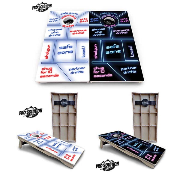 Pro Solution Lite - Drinking Game - Professional Tournament Cornhole Boards 3/4" Baltic Birch - Zero Bounce Zero Movement Vertical Interlocking Braces for Extra Weight & Stability +Double Thick Legs +Airmail Blocker