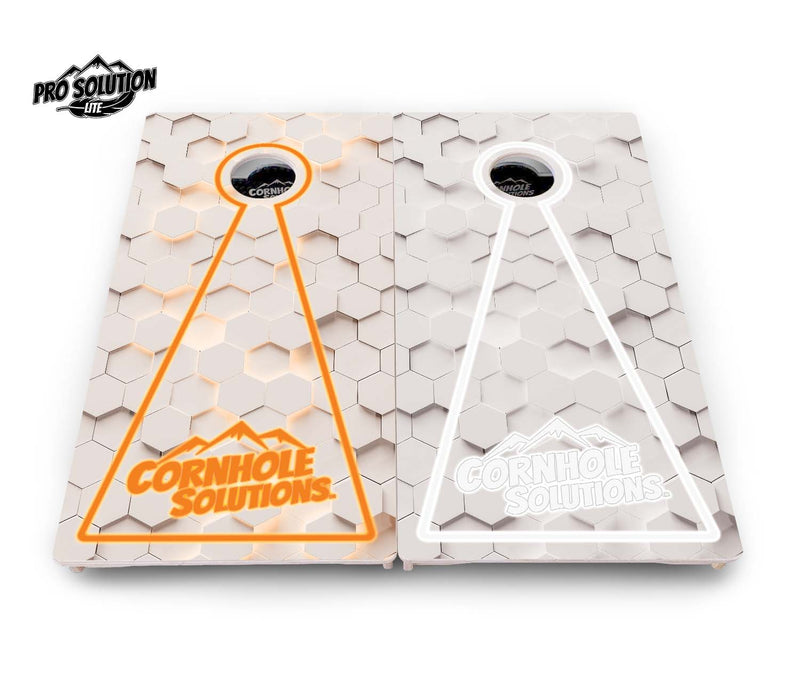 Pro Solution Elite - Glow Hole White Color Options - Professional Tournament Cornhole Boards 3/4" Baltic Birch - Zero Bounce Zero Movement Vertical Interlocking Braces for Extra Weight & Stability +Double Thick Legs +Airmail Blocker