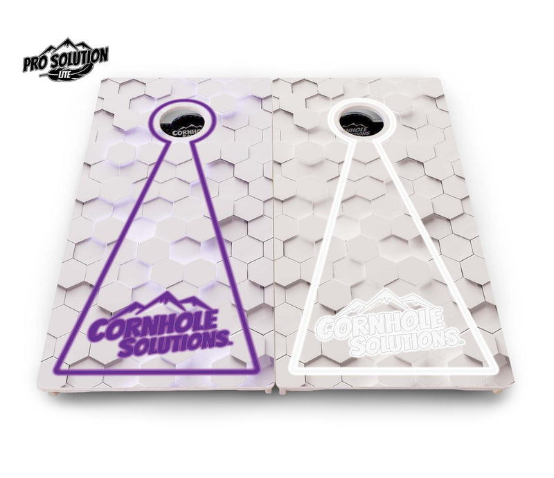 Pro Solution Elite - Glow Hole White Color Options - Professional Tournament Cornhole Boards 3/4" Baltic Birch - Zero Bounce Zero Movement Vertical Interlocking Braces for Extra Weight & Stability +Double Thick Legs +Airmail Blocker