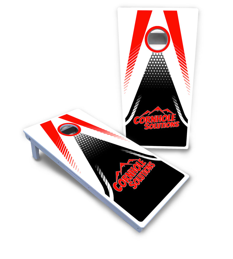 Waterproof - Red & Black CS Logo Design - All Weather Boards "Outdoor Solution" 18mm(3/4")Direct UV Printed - Regulation 2' by 4' Cornhole Boards (Set of 2 Boards) Double Thick Legs, with Leg Brace & Dual Support Braces!