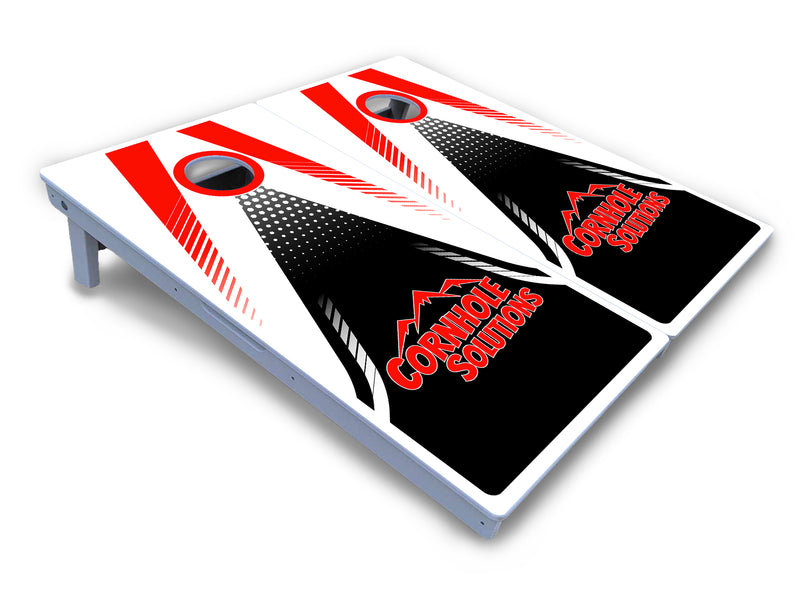 Waterproof - Red & Black CS Logo Design - All Weather Boards "Outdoor Solution" 18mm(3/4")Direct UV Printed - Regulation 2' by 4' Cornhole Boards (Set of 2 Boards) Double Thick Legs, with Leg Brace & Dual Support Braces!