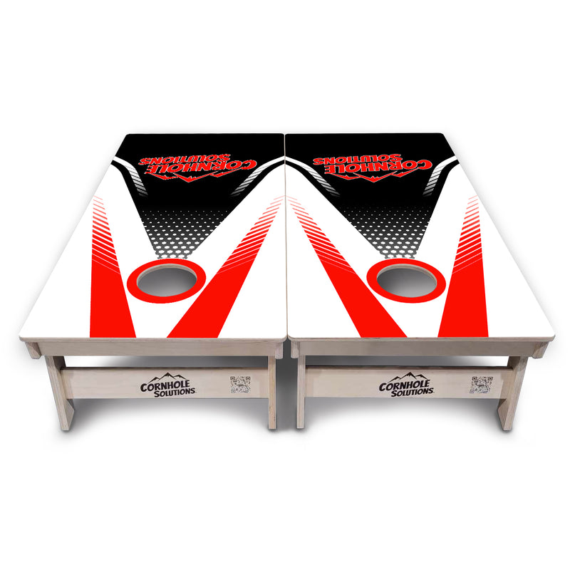 Tournament Boards - Red & Black CS Logo Design - Professional Tournament 2'x4' Regulation Cornhole Set - 3/4″ Baltic Birch + UV Direct Print + UV Clear Coat