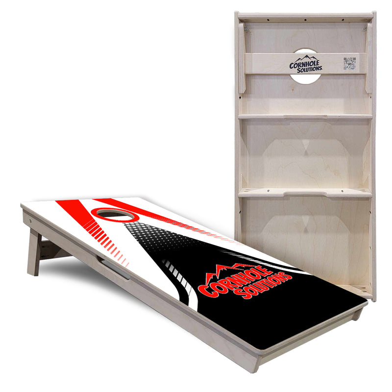 Tournament Boards - Red & Black CS Logo Design - Professional Tournament 2'x4' Regulation Cornhole Set - 3/4″ Baltic Birch + UV Direct Print + UV Clear Coat