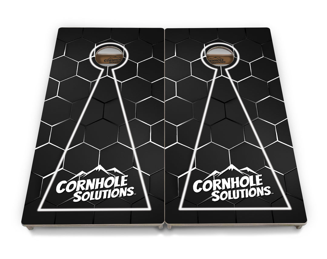 Glow Hole Black Backgound Cornhole Boards - Professional Tournament Series