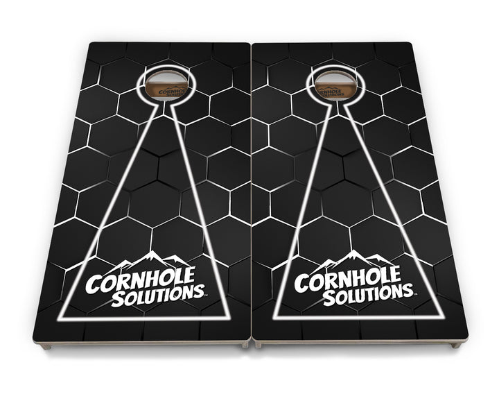 Glow Hole Black Backgound Cornhole Boards - Professional Tournament Series
