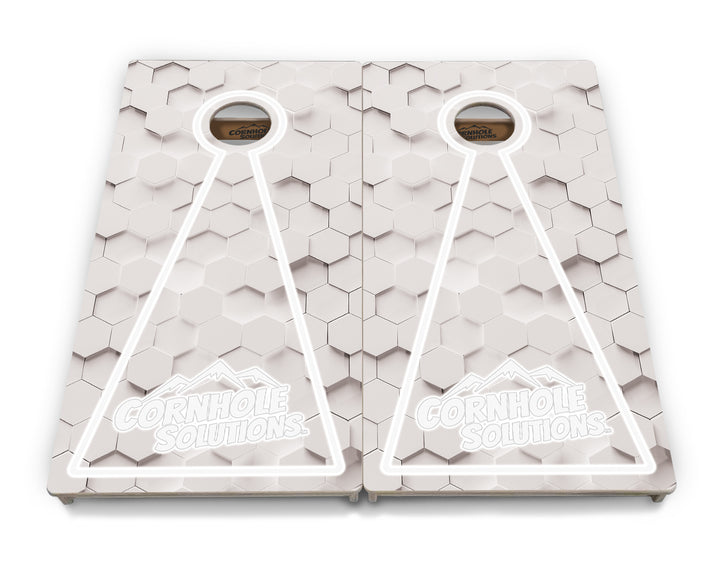 Glow Hole White Background Cornhole Boards - Professional Tournament Series