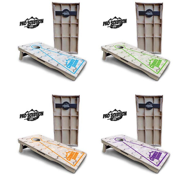 Pro Solution Elite - Glow Hole White Color Options - Professional Tournament Cornhole Boards 3/4" Baltic Birch - Zero Bounce Zero Movement Vertical Interlocking Braces for Extra Weight & Stability +Double Thick Legs +Airmail Blocker