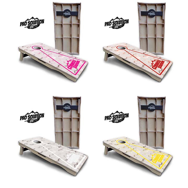 Pro Solution Elite - Glow Hole White Color Options - Professional Tournament Cornhole Boards 3/4" Baltic Birch - Zero Bounce Zero Movement Vertical Interlocking Braces for Extra Weight & Stability +Double Thick Legs +Airmail Blocker