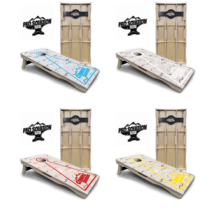 Pro Solution Elite - Glow Hole White (8) Color Options - Professional Tournament Cornhole Boards 3/4" Baltic Birch - Zero Bounce Zero Movement Vertical Interlocking Braces for Extra Weight & Stability +Double Thick Legs +Airmail Blocker