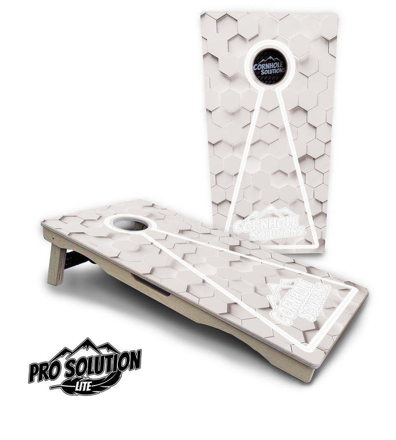 Pro Solution Elite - Glow Hole White Color Options - Professional Tournament Cornhole Boards 3/4" Baltic Birch - Zero Bounce Zero Movement Vertical Interlocking Braces for Extra Weight & Stability +Double Thick Legs +Airmail Blocker